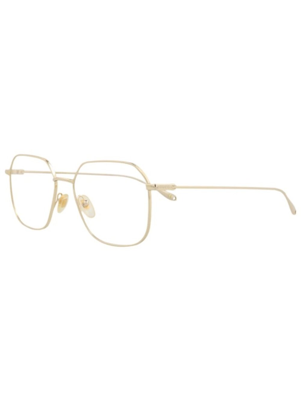 New Gucci Women's Eyeglasses Square Rectangle Metal Frame Gold Gold Transparent